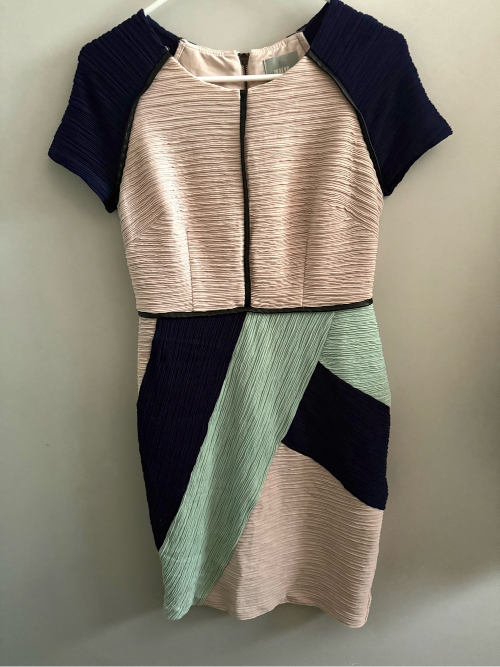 Anthropologie Maeve Textured Sheath Dress - Beige, Navy & Mint